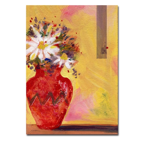 Red Vase With Daisy By Sheila Golden 18x24 Ready To Hang!!,18x24